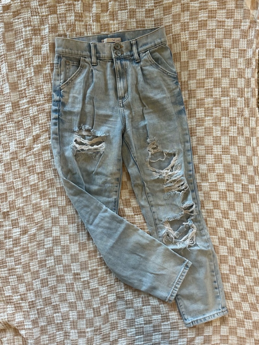 Light Wash Distressed Mom Jeans
